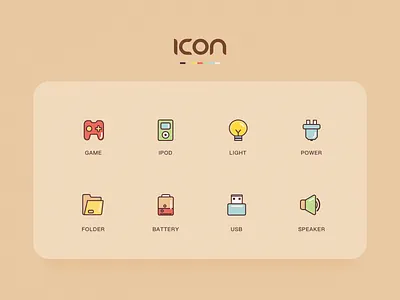 Icon_Vintage flat game icon power sketch ui usb vintage