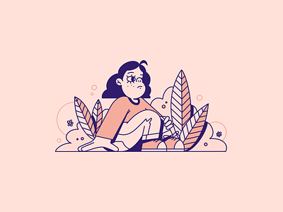 Illustration girl design editorialillustration flower girl illustration line nature outline pattern plant procreate streetwear