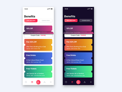Light And Dark App Mode app benifits clean concept coupons creative dark theme deal design light theme minimal offers ui ui ux