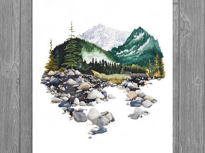Path To Mount Rainier botanical art botanical illustration camping drawing green hiking illustration landscape landscape illustration mountains nature nature illustration rocks travel travel art trees watercolor wild