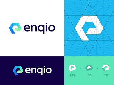 Enqio - Logo Design branding design creative logo data e enqio identity logo logo design magnify glass modern logo platform results retail scalable search shopper store tech tech logo tool