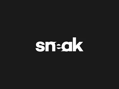 sneak agrib black and white black and white logo branding depth design hidden hide illustration logo logomark mark negative space negative space logo sneak sneaking sneaky typography vector wordmark
