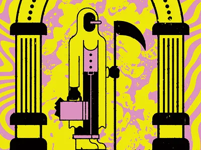 Management am I'rite? black grim pink psychadelic reaper trippy yellow