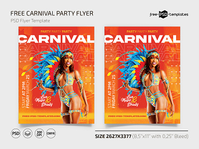 Free Carnival Party Flyer Template + Instagram Post (PSD) carnival event events flyer flyers free freebie instagram party photoshop print printed psd social media template templates