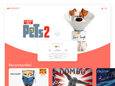 TV App 025 animation app card channel clean dailyinspiration dailyui details digitaldesign movie movie app pets play tv app tv show ui user interface video web