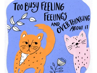 Felines feeling feelings animals cats character greeting card kid literature lettering stationery