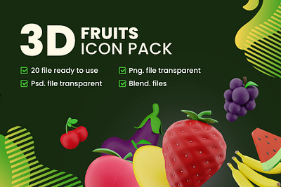 Fruits - 3D Illustration Collection 3d 3d fruit 3d icon 3d illustration 3d object