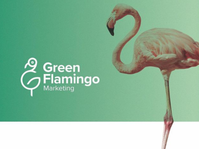 Green Flamingo Marketing Logo branding design illustration logo typography vector