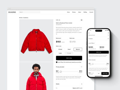 Product Detail Page browse checkout clean cta design ecommerce fashion flat pdp product detail product page shopping ui ux