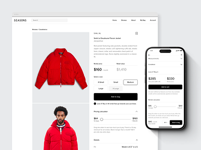 Product Detail Page browse checkout clean cta design ecommerce fashion flat pdp product detail product page shopping ui ux