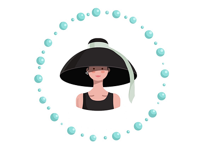 Audrey Hepburn in “Breakfast at Tiffany’s” 1961 art audrey character character design colors digitalart fashion hat hepburn illustration pearl style woman