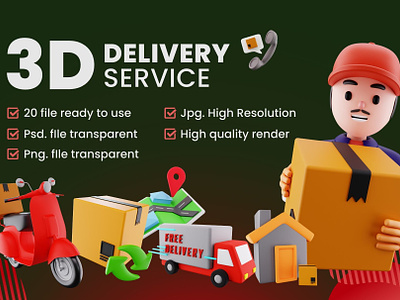Delivery Services - 3D Illustration 3d 3d delivery man 3d icon 3d illustration 3d object delivery delivery service deliveryman deliverymen service