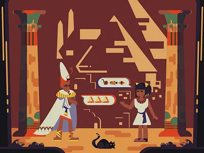 mew? ancient egypt cat character art character concept columns design dialog egypt egyptian game game art gold illustration mew pyramid vector illustration