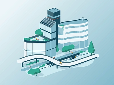 Future City Planning Lottie Animation after effects animation bicycle character city energy green illustration illustrator isometric lottie solar sustainability svg train transportation ui ui animation walking wind