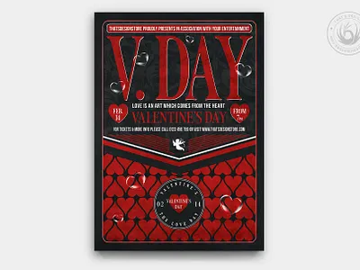 Valentines Day Flyer Template V28 black and red classy club day design elegant event flyer heart hearty love party photoshop poster psd romance romantic template valentine valentines