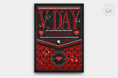Valentines Day Flyer Template V28 black and red classy club day design elegant event flyer heart hearty love party photoshop poster psd romance romantic template valentine valentines