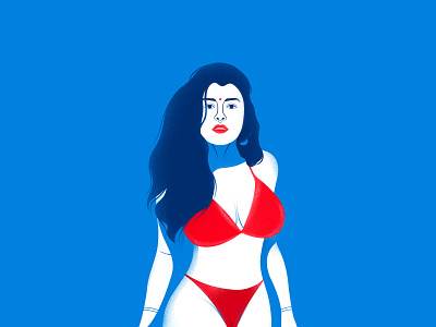 DESI BIKINI bikini colors combination creative desi design digital art dribbble hot lady illustration indian lady latest minimal red red and blue sexy girl vector