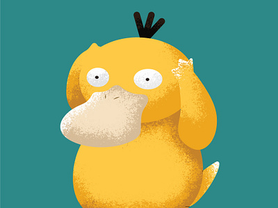 Psyduck art conceptual duck illustration love pokemon psyduck shading stipple vector yellow