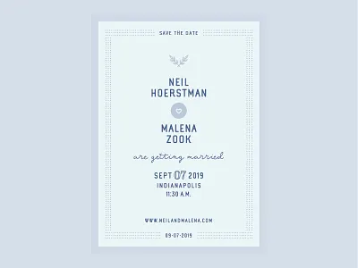 Neil & Malena - Wedding Save the Date blue heart invitation love print save the date stationary tie the knot wedding
