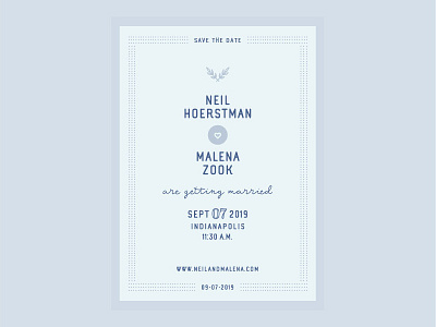 Neil & Malena - Wedding Save the Date blue heart invitation love print save the date stationary tie the knot wedding