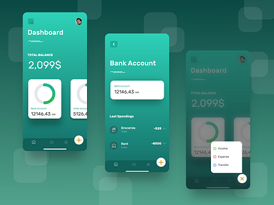 UI Exploration acccount bank budget clean concept design discover gradient color minimal