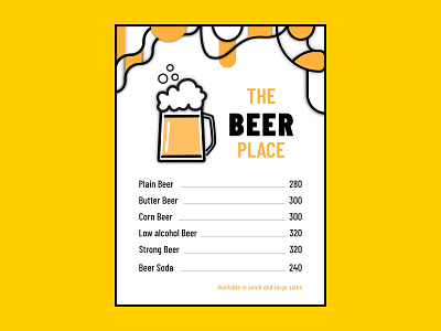 Menu Design beer dailychallenge dailyui dailyui043 dailyuichallenge drinks menu flat flat desig graphic design illustration menu design minimal minimal art