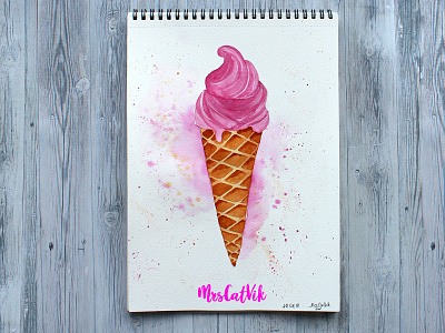 Ice Cream card design drawing icecream illustration watercolor