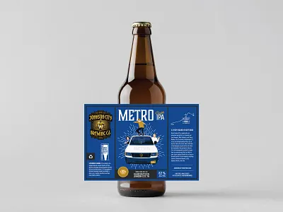 Johnson City Brewing Co. Label - Metro beer beer bottle beer branding beer label beer label design illustration label metro tennessee