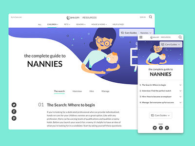 Care Guides care.com guides illustration product design responsive web design