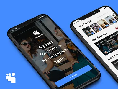 Myspace app app branding blue myspace onboard social social app socialmedia ui ux