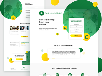 Website for a Real Estate Company bus calculator design finance flat form funding green minimalism money pound real estate ui web website yellow