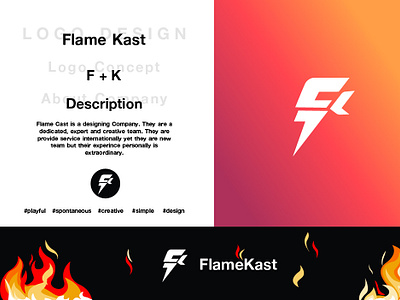 Flamekast Logo design presentation brand branding creative design fire flame graphic design icon kast logo work