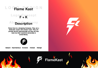 Flamekast Logo design presentation brand branding creative design fire flame graphic design icon kast logo work