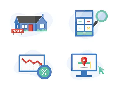 Homebuying Icons calculator house icon iconography illustration rates