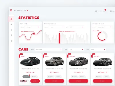 Car Park web application (concept) rebound app app branding application auto buy clear design ecommerce flat minimal minimalism red sketch stats ui web web design webdesign
