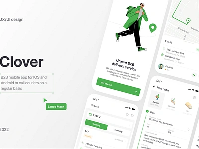 Clover -delivery app app b2b case study courier delivery design food delivery ios mobile app package parcel ui ux