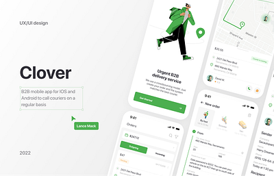 Clover -delivery app app b2b case study courier delivery design food delivery ios mobile app package parcel ui ux