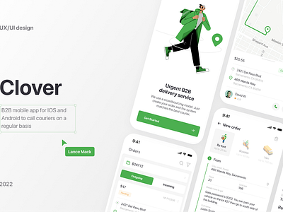 Clover -delivery app app b2b case study courier delivery design food delivery ios mobile app package parcel ui ux