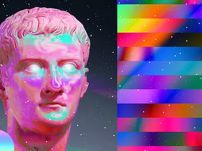 Gradient Lines Poster 2 abstract abstract art artwork colorful cyberpunk everyday art gradient gradient color greek iridescent klarens line art lines modern poster poster art romac statue vaporwave vivid