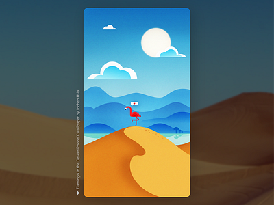 Flamingo in the Desert animal design drawing flamingo flat illustration iphone simple wallpaper