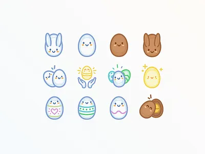 Easter Icon set bunny design easter easter bunny egg icon illustration