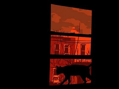 Rear window 2 cat illustration silhouette vector