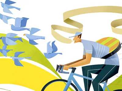 Sweeping Cycling Composition bicycle bicycle poster concept cycle cycling editorial estate illustration springtime summer tour de france