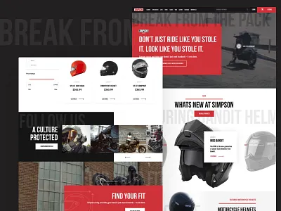 Simpson Motocyle Dept. Redesign bikes ecomm ecommence instagram motobikes motocycle motor bike motorbikes online store shopping store