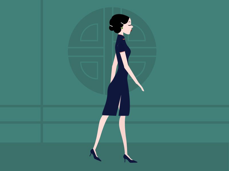 Walking women--Charming lady ae ai gif illustration walk