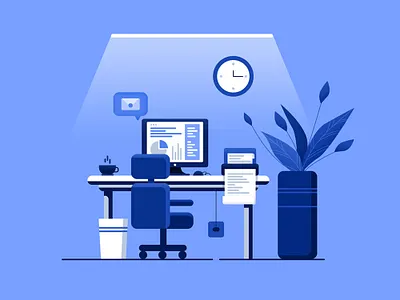 Office computer data design graphic illustration life night office web work