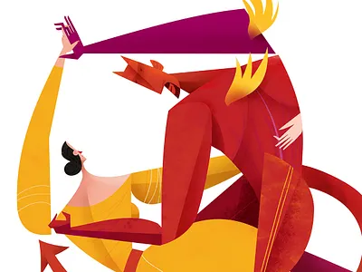 Lets Dance in to the Night devil editorial illustration lovers poster satan tango