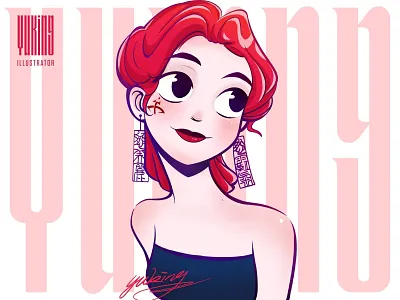 Rose flower gril illustration love procreate red