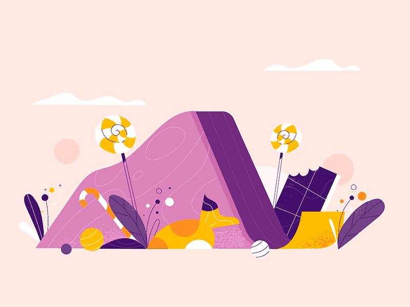 Candy crush 🍬🍭 after effects animation candy character design funny gif illustration lolipop moho moho12 motion purple logo rigging slide vector