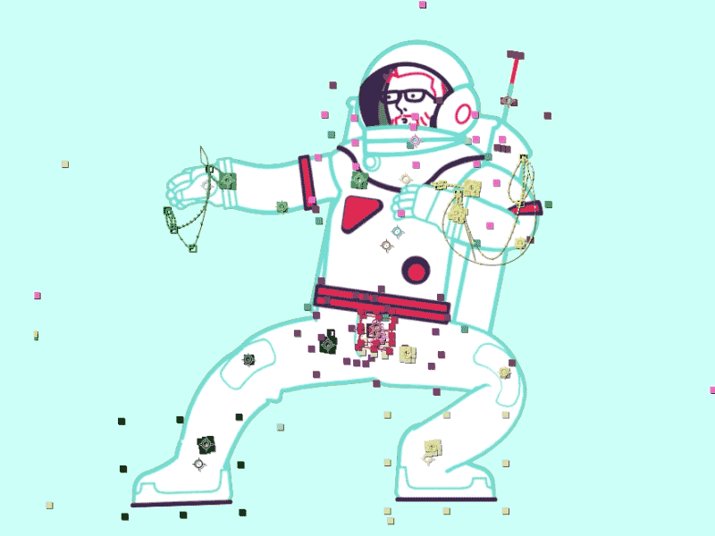 Astronaut surfing - behind the scene 2d after effects animation astronaut avatar behind the scenes breakdown characeter design deckard977 illustrator logo mauro mason motion design rubberhose space suit wip
